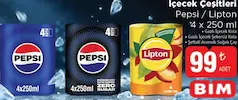PEPSİ/LİPTON İÇECEK ÇEŞİTLERİ 4X250 ML fiyat ve kampanya bilgisi
